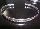 Flower and leaf design etched into quality high quality 925 sterling silver  bangle bracelet