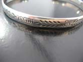Flower and leaf design etched into quality high quality 925 sterling silver  bangle bracelet