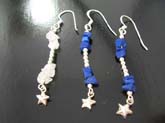 high quality 925 sterling silver  fish hook, dangling earrings with lapis gemstone beads and star shaped charm on end. Varity of colors and designs randomly choosed by our order pickers. 