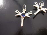 Sapphire colored crystal in body of high quality 925 sterling silver , dragonfly charm