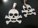 Rock star high quality 925 sterling silver  charm in skull and cross bone design