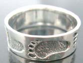 Crafted foot print theme etched into high quality 925 sterling silver  band