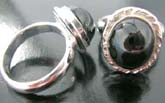 Onyx colored circular stone set in antique designs high quality 925 sterling silver  ring