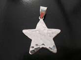 Celestial star motif, high quality 925 sterling silver  pendant necklace in hammered art design