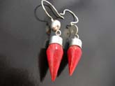 Ladies, sexy coral stone threader earrings with high quality 925 sterling silver  casing