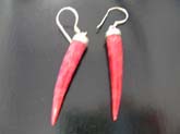 Tusk designed, coral gem earrings with high quality 925 sterling silver  mounting