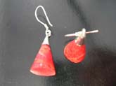 Geometric, triangle shaped, ruby red gemstone earrings with high quality 925 sterling silver  casing