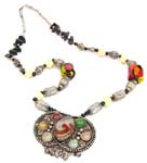 Wholesale Tibetan necklace, beaded chain necklace with beaded metal pendant