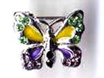 Butterfly jewelry supply, butterfly fashion pin with purple and green cz