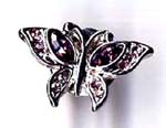 Cz costume jewelry, butterfly fashion pin with purple cz