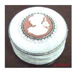 Girl jewelry box supply, silvery rounded jewelry box with white lady's head figure decor