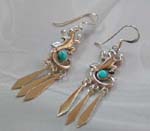New fashion jewelry, wholesale a sterling silver lizard shape earring with turquoise