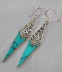 Wholesale modern jewelry online, wholesale a turquoise sterling silver earring with climbing leaf pattern