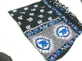 Stylish fashion sarong in black with white and blue elephant pattern