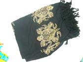 Black bali sarong with golden turtle print