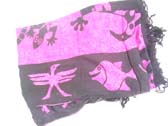 Animal image sarong in purple and black, handcrafted in indonesia