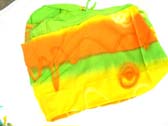 Art wear beach wrap skirt in crafted orange, yellow and green