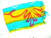 Bali artisan made striped sarong in blue, yellow and red design