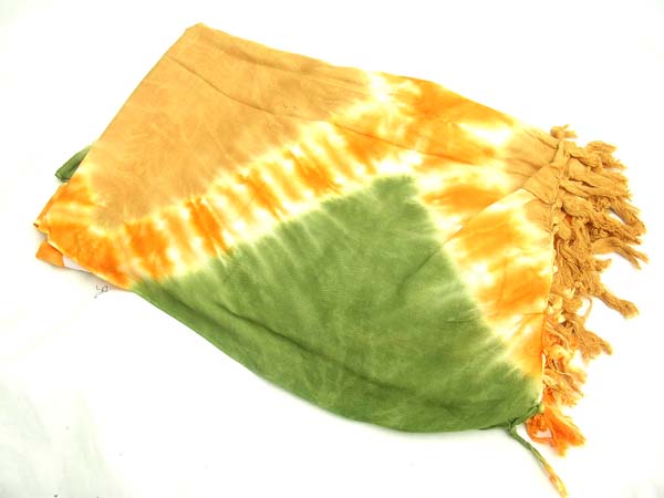 Tie dyed beach wrap in green and yellow, online fashion outsoucing agency