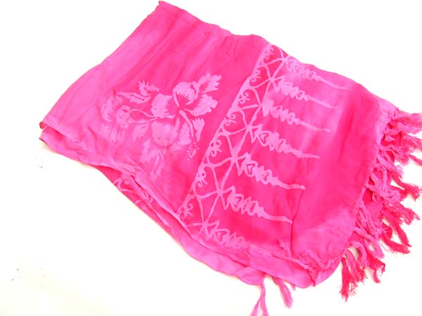 Aloha hibiscus designed balinese sarong in hot pink, Trendy fashion export dealer