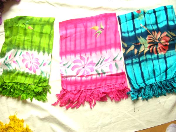 Garden inspired flower design on balinese art sarong, Garment distribution trader
