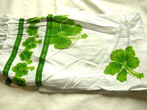 Green aloha flower pattern on white swim wear cover up, Wholesale online store