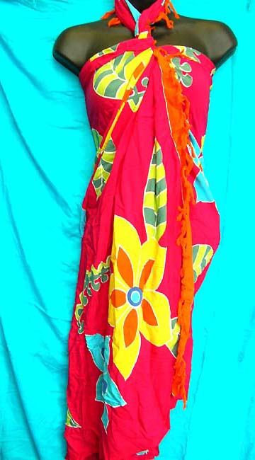 Jamaican fashion wrap, womens garden togas, tropical floral designs, hot sarong styles, resort wear, beach bikini wraps