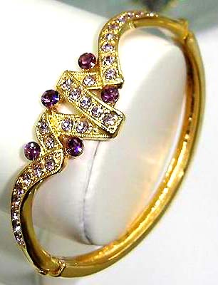 Wholesale gold bracelet, fashion gold bangle bracelet with multi cz embedded 