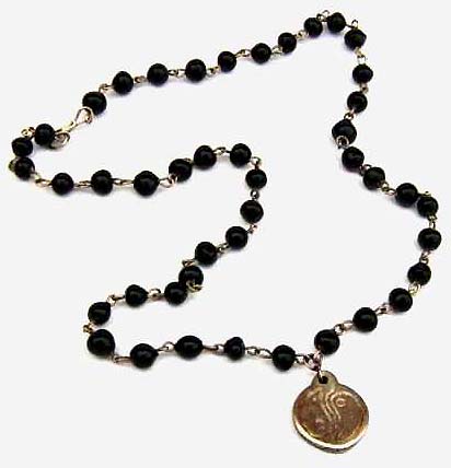 Wholesale jewelry supply, black beded necklace with metal yin yang pendant 