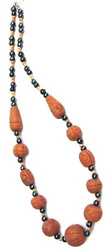 Wholesale jewelry making, fashion necklace with multi wooden beads and black round beads inlaid