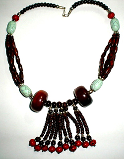 Fine jewelry wholesale online, beaded necklace with stone and dangle pendant 