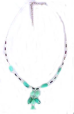 Wholesale discount jewelry, beaded necklace with stone pendant
