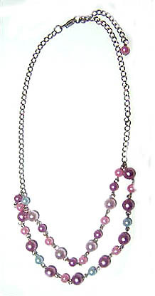 Wholesale jewelry for ladies, chain necklace with double beaded chain pendant