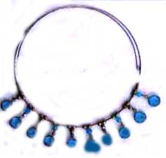 Wholesale trendy jewelry, beaded bangle necklace with multi blue bead dangle pendant 
