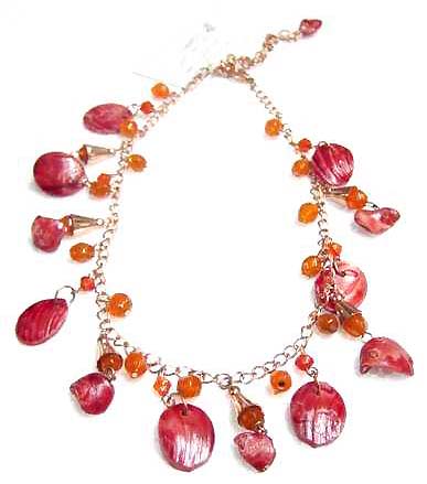 Seashell necklace wholesaler online, fashion chain necklac with seashell and beads