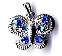 Butterfly jewelry trend, fashion butterfly pendant with blue cz