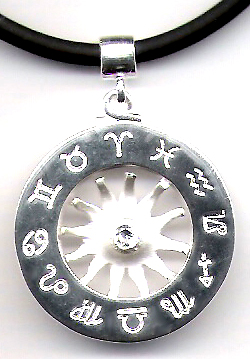 Wholesale desingers jewelry, wheel metal pendant with cz central inalid and greek sign marked