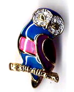 Wholesale jewelry for animal lovers, enamel owl fashion pin with cz