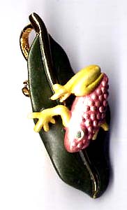 Wholesale teen jewelry, frog on leaf fashion pin