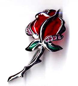 Fashion trend lady's fashion, enamel rose fashion pin with cz