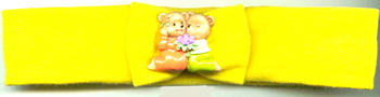 Valentine gift trend, yellow butterfly knot hair band with loving couple bear holding flower central decor