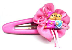 Accessory clip hair supply, purple flower hair clip with heart love twins baby bear decor