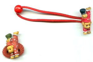 2005 kids hair accessory trend, red beaded acribatic baby bear hair band and hair clip set