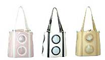 Body accessory manufacture, geometrical handbags with double circle pattern decor