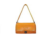 Wholesale accessory, hard leather yellow fashion handbag with clip-in button