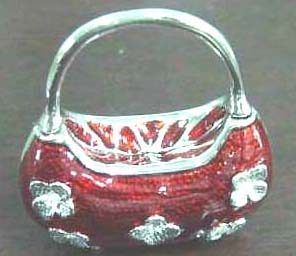 Wholesale jewelry box, red handbag shape jewelry box with silvery flower decor