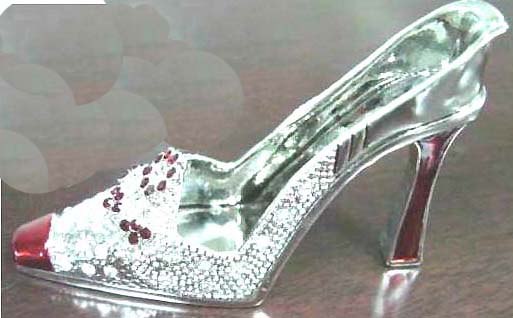 Jewelry gift for ladies, high-heel silvery jewelry box with multi cz 