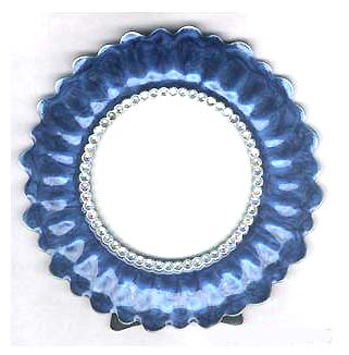 Wholesale online catalog, blue rounded wooden mirror in fire ring motif 