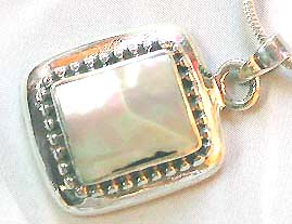 Wholesale high class jewelry, wholesale a white square seashell pendant in sterling silver