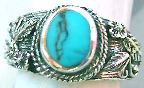 body catalog jewelry wholesaler, wholesale a turquoise sterling ring with forest pattern design    